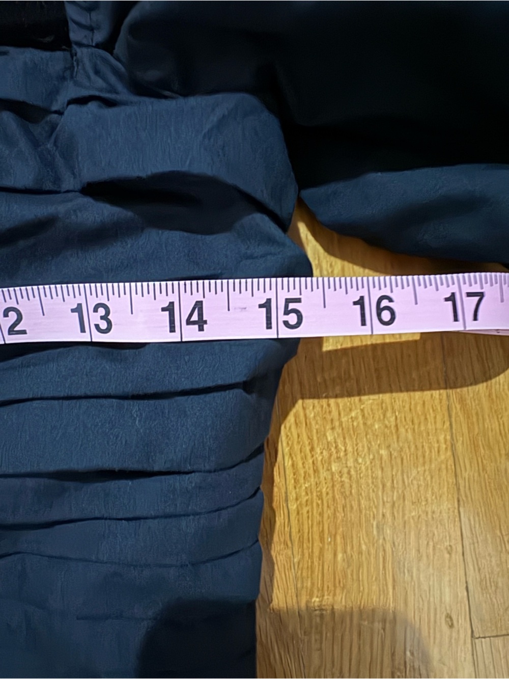 Abercrombie Ruched Puff Sleeve Poplin Midi Dress Navy Medium - Picture 7 of 8